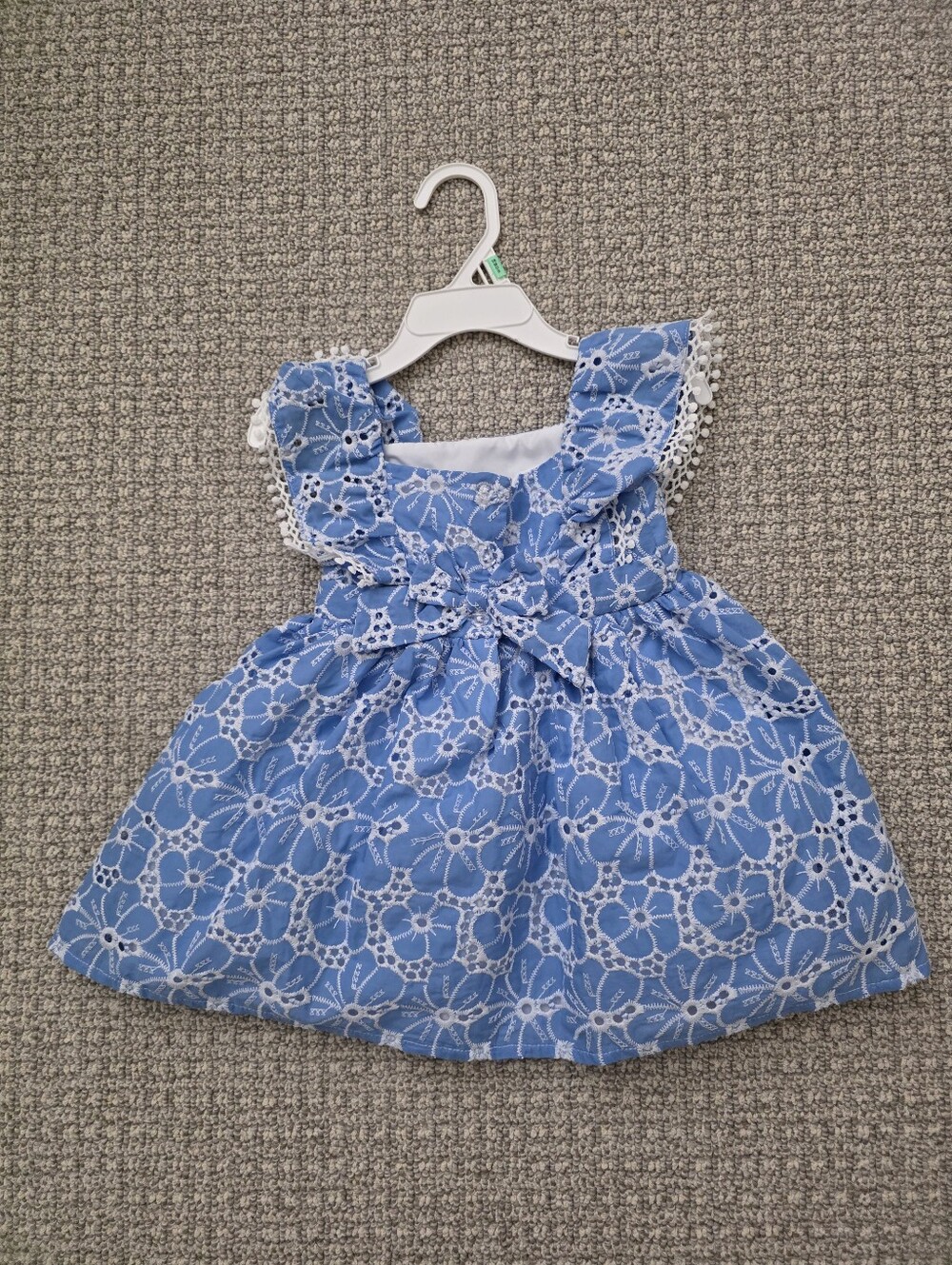 Blue Floral Eyelet Ruffle Dress for Girls
